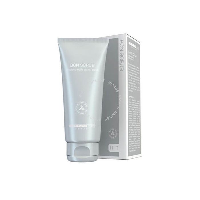 BCN SCRUB is a triple action prebiotic facial and body scrub that combines alumina microcrystals with lactic acid and a bioenzymatic extract for a more complete and controlled exfoliation that doesn’t damage the skin barrier. BCN SCRUB is a triple action prebiotic facial and body scrub that combines alumina microcrystals with lactic acid and a bioenzymatic extract for a more complete and controlled exfoliation that doesn’t damage the skin barrier.