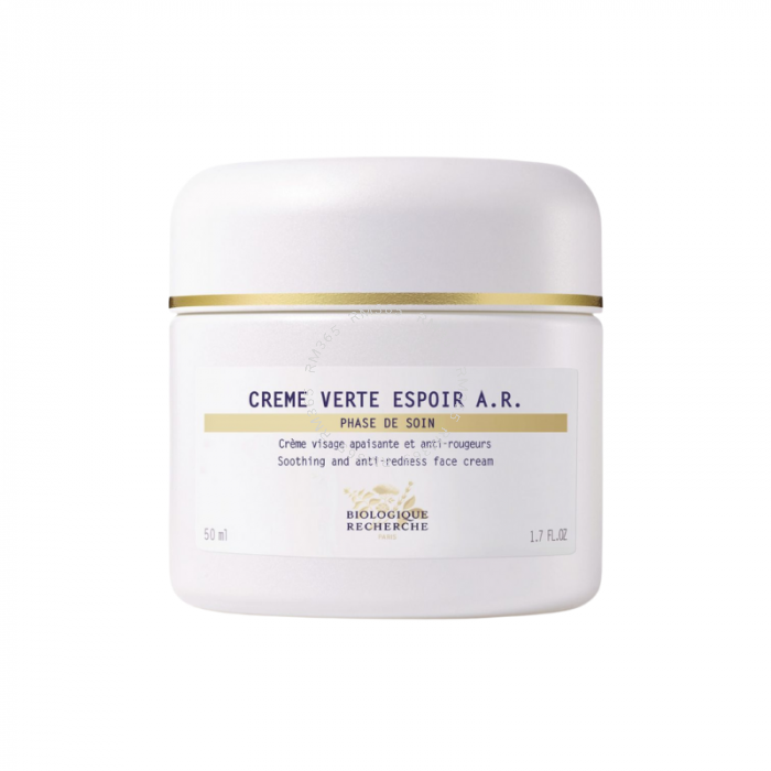 SOOTHING FACE CREAM
Ideal for tackling redness on the face, Crème Verte Espoir A.R. prevents and reduces the signs of rosacea. It acts on broken capillaries, visibly reducing their appearance to decrease the extent and intensity of chronic redness. The s SOOTHING FACE CREAM
Ideal for tackling redness on the face, Crème Verte Espoir A.R. prevents and reduces the signs of rosacea. It acts on broken capillaries, visibly reducing their appearance to decrease the extent and intensity of chronic redness. The s