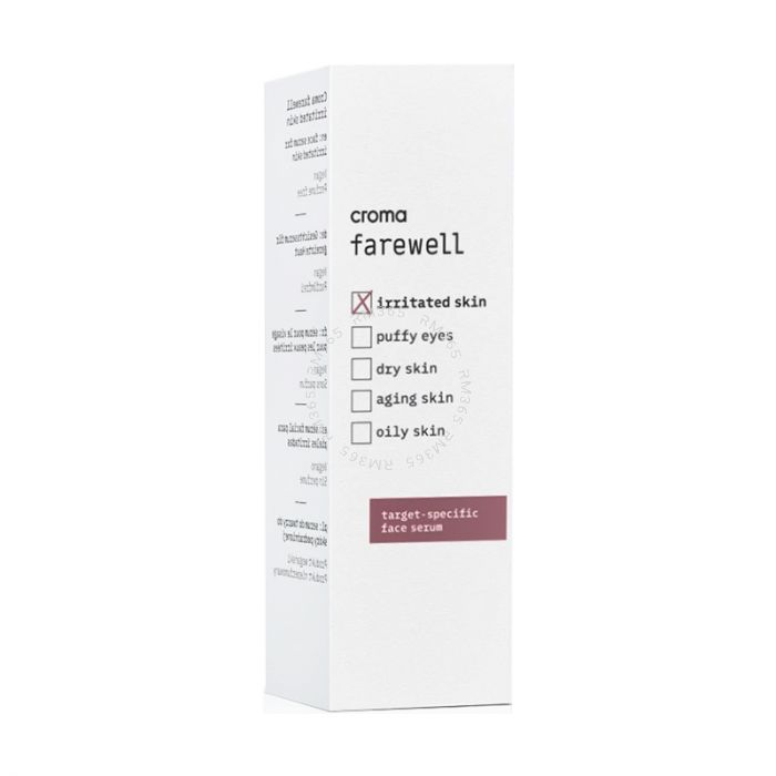 Especially formulated for irritated, sensitive skin, farewell irritated skin helps soothing irritations, reducing skin redness and strengthening the skin barrier. Due to the main ingredients, including Hyaluronic Acid, Madecassoside, Niacinamide and D-Pan Especially formulated for irritated, sensitive skin, farewell irritated skin helps soothing irritations, reducing skin redness and strengthening the skin barrier. Due to the main ingredients, including Hyaluronic Acid, Madecassoside, Niacinamide and D-Pan