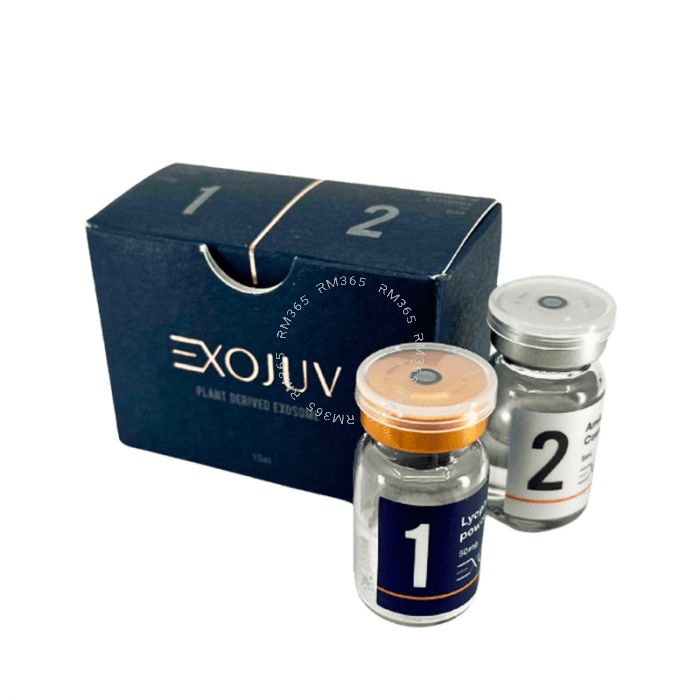 Exojuv Exosomes Characteristics, Plant Based, derived from centella asiatica. More than 5 billion exosomes per vial of 50mg of lyophilised powder. Impressive antioxidant, anti-inflammatory and regenerative action Exojuv Exosomes Characteristics, Plant Based, derived from centella asiatica. More than 5 billion exosomes per vial of 50mg of lyophilised powder. Impressive antioxidant, anti-inflammatory and regenerative action