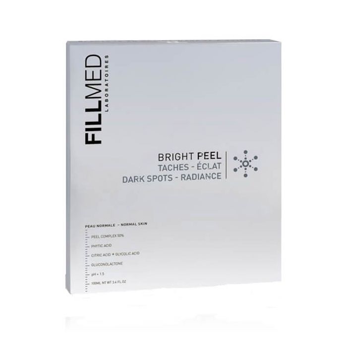 FILLMED Bright Peel for normal skin is a chemical peel targeted towards skin with dark spots and an uneven skin tone. Use FILLMED Bright Peel to exfoliate dead skin cells and leave skin with a smoother texture, a radiant look, and a more even complexion.