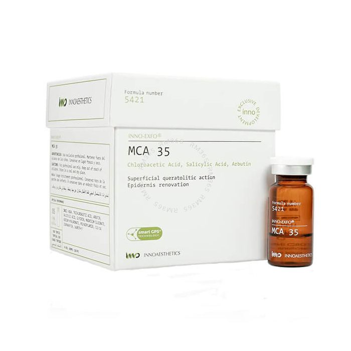 INNO-EXFO MCA is a resurfacing peel that combines Salicylic and Chloroacetic Acid for dermal regeneration and revitalization. The skin regains its energy, elasticity, and radiance. INNO-EXFO MCA is a resurfacing peel that combines Salicylic and Chloroacetic Acid for dermal regeneration and revitalization. The skin regains its energy, elasticity, and radiance.