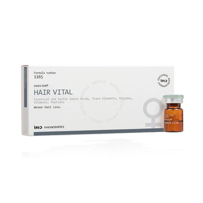 INNO-TDS Hair Vital is a specific treatment for alopecia in women. It is a powerful intradermal treatment based on Sulphur Amino Acids and coenzymes to specifically treat alopecia in women by nourishing the hair follicle, preventing its fall and increasin