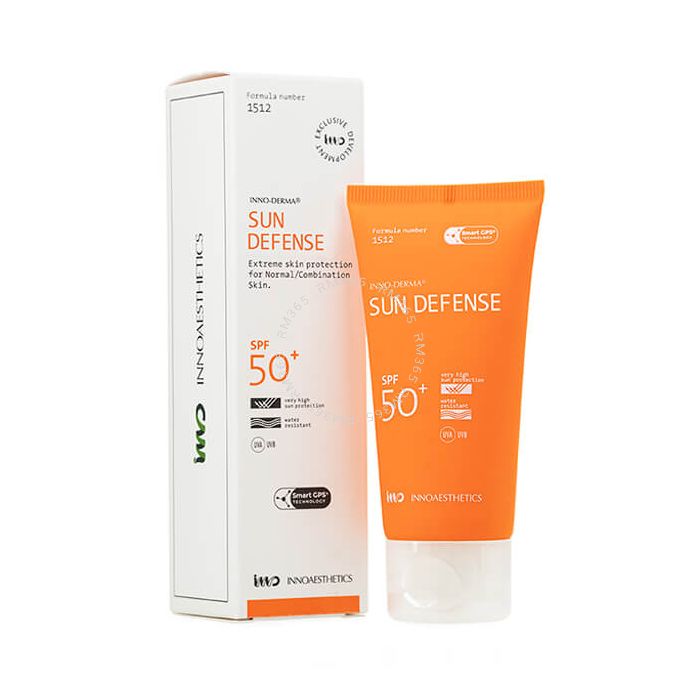INNO-DERMA Sunblock UVP 50+ is a broad-spectrum sunscreen that combines mineral and chemical filters for UVB and UVA protection. It also has moisturizing and antioxidant properties, and is suitable for all skin types.