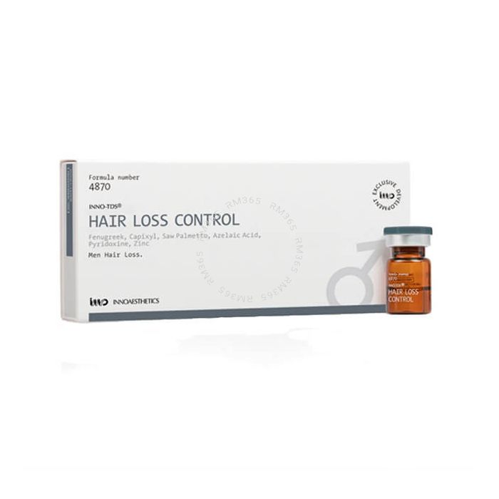 INNO-TDS Hair Loss Control stimulates microcirculation in the scalp and inhibits the formation of DHT, the hormone responsible for male pattern baldness. Effectively prevents hair loss and improves its density.