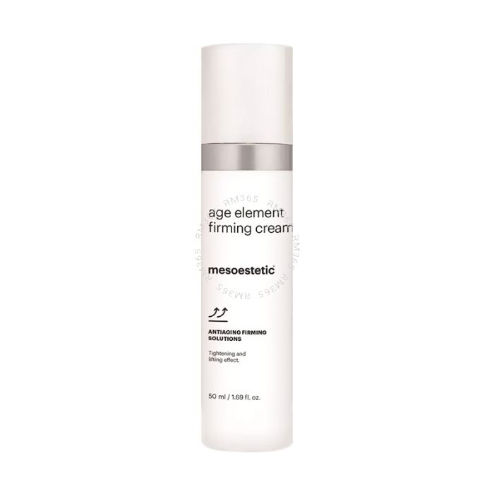 Mesoestetic Age Element Firming Cream for treating widespread flaccidity on the face, neck and neckline. Its formula increases collagen and elastin levels and protects the skin's structure from degradation, achieving a smoother skin and visibly more defin
