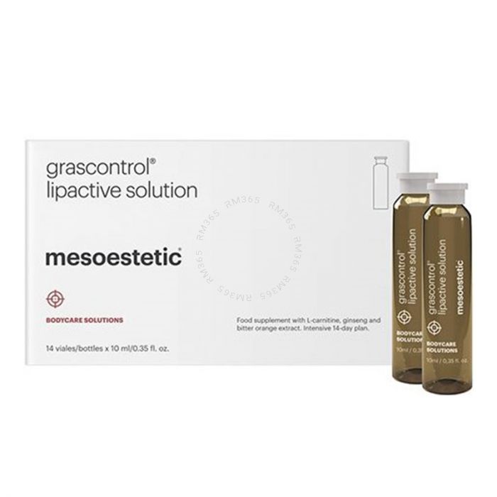 Mesoestetic Grascontrol Lipactive Solution - Dietary supplement in liquid format with L-carnitine, ginseng and bitter orange extract. Includes 14 vials - grapefruit flavour