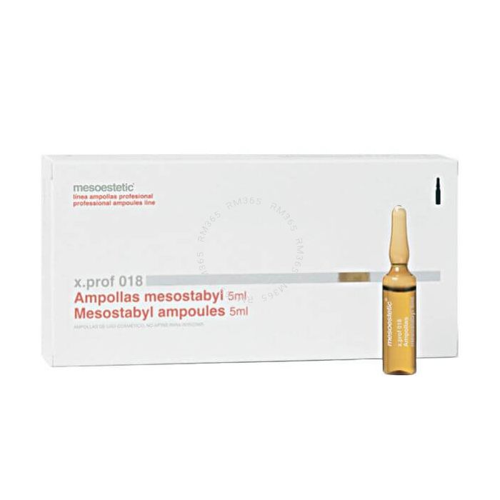 Mesoestetic Meso.prof x.prof 018 Mesostabyl - Polyunsaturated phosphatidylcholine is a choline-based phospholipid made of linoleic acid, oleic acid and linolenic acid. Stimulates lipid breakdown, mobilisation and clearance. It activates lipases, reduces t