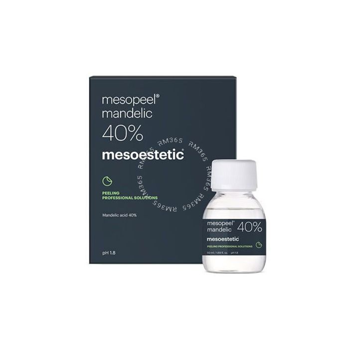 Mesoestetic Mesopeel Mandelic acid 40% peel gently and gradually penetrates the skin. It stimulates collagen and proteoglycan synthesis, encouraging skin rejuvenation and allowing gentler, more gradual exfoliation. Indicated for oily and seborrheic skin a