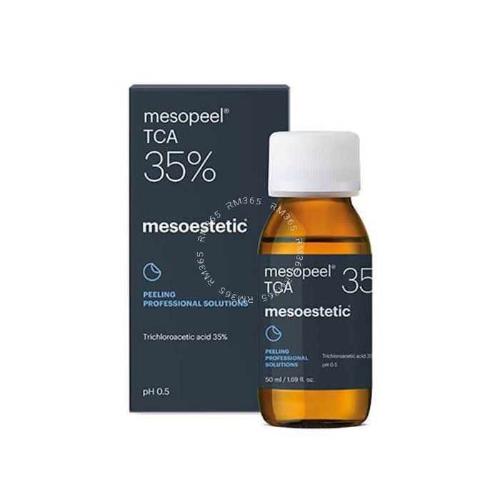 Mesoestetic Mesopeel Self-neutralizing trichloroacetic acid (TCA) 35% peel that gradually penetrates the skin to treat moderate to severe skin aging, dyschromia and pigmented lesions, superficial and medium-depth acne scars on oily and/or acne-prone skin.