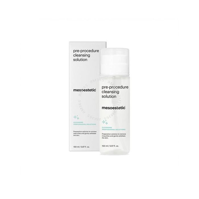 Mesoestetic Pre-procedure Cleansing Solution
Degreasing and slightly keratolytic solution that effectively removes dead cells, impurities, traces of make-up and excess sebum from the stratum corneum, lowering the pH of the skin. Promotes cellular renewal