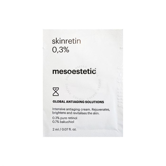 Mesoestetic Skinretin 0.3% - Cream including pure retinol and bakuchiol with a global anti-ageing action to treat wrinkles, spots, loss of luminosity and skin elasticity. Mesoestetic Skinretin 0.3% - Cream including pure retinol and bakuchiol with a global anti-ageing action to treat wrinkles, spots, loss of luminosity and skin elasticity.