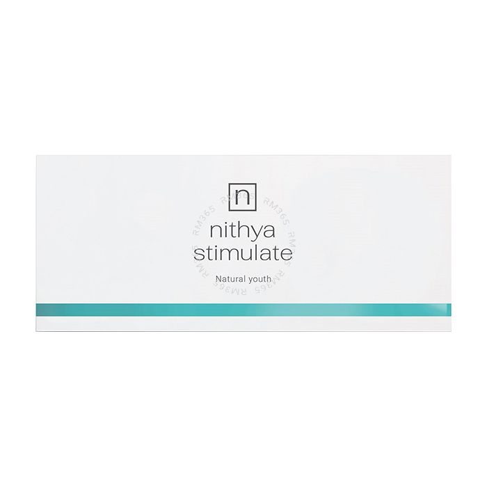 Nithya Stimulate’s advanced formula of tetrapeptyd-2, hydrolyzed collagen and sodium hyaluronate hydrates and stimulates skin firmness, slowing down the signs of ageing.