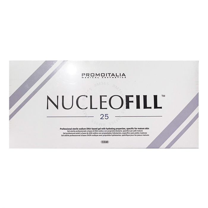 Nucleofill 25 is a new line of sterile sodium DNA-based gel with hydrating properties, specific for mature skin. Nucleofill 25 is designed to improve skin elasticity and tightness as well as aid in the prevention of wrinkles.