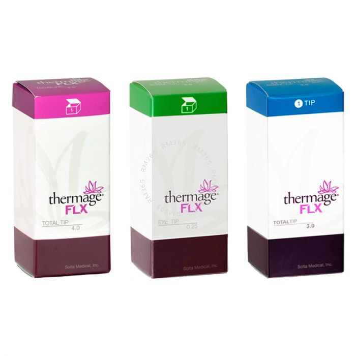 Thermage FLX Total Tip 3.0cm2 uses maximum volume of bulk heat delivery for the whole face, neck and body and treats deeply to contour and tighten skin, addressing sagging skin and unwanted bulges. This tip has 1200 REP and uses gentle vibrations interspe