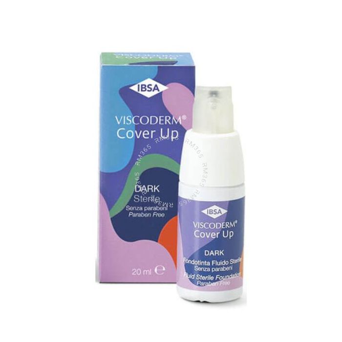 Viscoderm Cover Up Dark is a fluid, sterile and multi-function foundation.
It contains hyaluronic acid and mountain arnica, important for attenuating skin discolouring and alleviating and covering redness caused by dermal-beauty treatments such as biovit