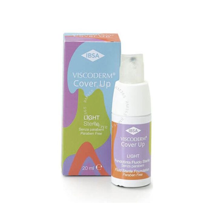 Viscoderm Cover Up Light is a fluid, sterile and multi-function foundation. It contains hyaluronic acid and mountain arnica, important for attenuating skin discolouring and alleviating and covering redness caused by dermal-beauty treatments. It also facil Viscoderm Cover Up Light is a fluid, sterile and multi-function foundation. It contains hyaluronic acid and mountain arnica, important for attenuating skin discolouring and alleviating and covering redness caused by dermal-beauty treatments. It also facil