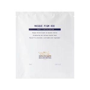 The formula of Masque PIGM 400 is concentrated in exceptional brightening and antioxidant active ingredients that give an amazing boost to the skin’s radiance. With a softer-than-silk Lyocell mask that clings to the contours of the face, the active ingred