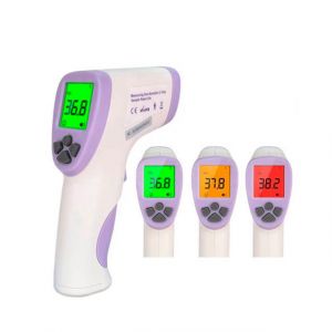 The Hti infrared thermometer is a handheld device designed to measure body temperature in infants and adults without contact.