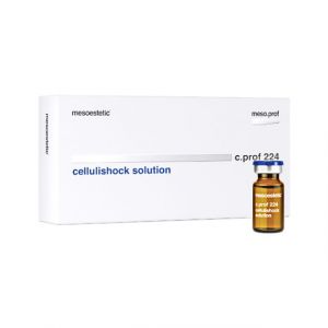 Mesoestetic c.prof 224 cellulishock solution promotes the activation of the metabolism and breakdown of fatty acids, reducing adipocyte volume. It contains properties that increase vein tone and improve microcirculation.