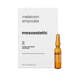 Mesoestetic Melatonin Ampoules contain a concentrated formula for optimum efficacy helping to boost skin’s repair process, accelerate antioxidant defences and prevent skin ageing. 