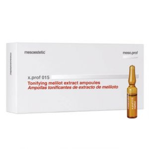 Mesoestetic meso.prof x.prof 015 melilot and rutin - is venotonic and vasculoprotective and has lymphokinetic activity. Coumarin, the main active ingredient of melilot extract, has a high lymphatic trophic effect, reduces inflammatory conditions thanks to