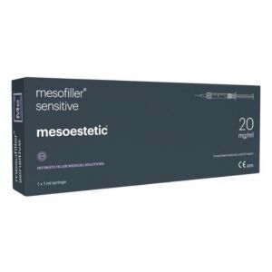 Mesoestetic Mesofiller Sensitive is a dermal implant of reticulated hyaluronic acid concentration 20 mg/ml, the specific rheological profile of which allows for a milder and more extensible performance