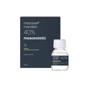 Mesoestetic Mesopeel Mandelic acid 40% peel gently and gradually penetrates the skin. It stimulates collagen and proteoglycan synthesis, encouraging skin rejuvenation and allowing gentler, more gradual exfoliation. Indicated for oily and seborrheic skin a