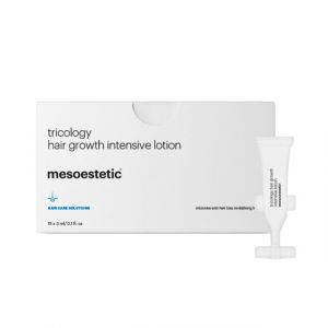 Mesoestetic Tricology Hair Growth Intensive Lotion is an Intensive anti-hair loss treatment lotion with scalp revitalizing action. Combats in a differentiated manner the multiple factors responsible for androgenetic alopecia in men and women: promotes blo