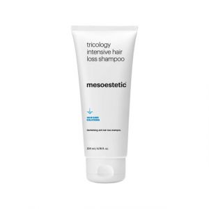 Mesoestetic Tricology Intensive Hair loss shampoo with revitalising effect to target male and female androgenetic alopecia, slowing down its progression. Its complex formula promotes blood circulation to boost nutrient delivery, stimulate hair follicles.