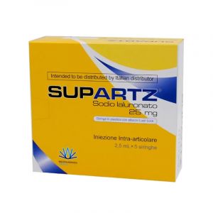 SUPARTZ is indicated for the treatment of osteoarthritis of the knee and periarthritis of the shoulder. It is a sterile, non-pyrogenic solution of highly purified,  non-inflammatory,  high  molecular  weight sodium  hyaluronate, which is extracted from ch